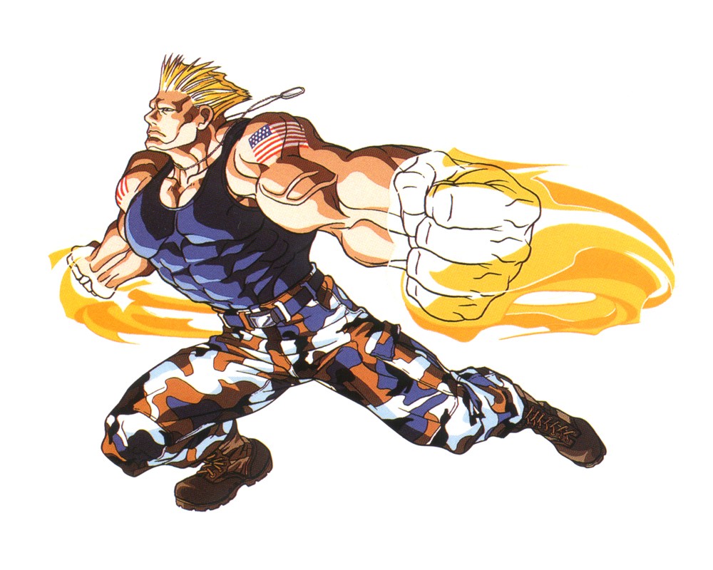 I like how in Street Fighter 2 Turbo, Guile looks depressed while
