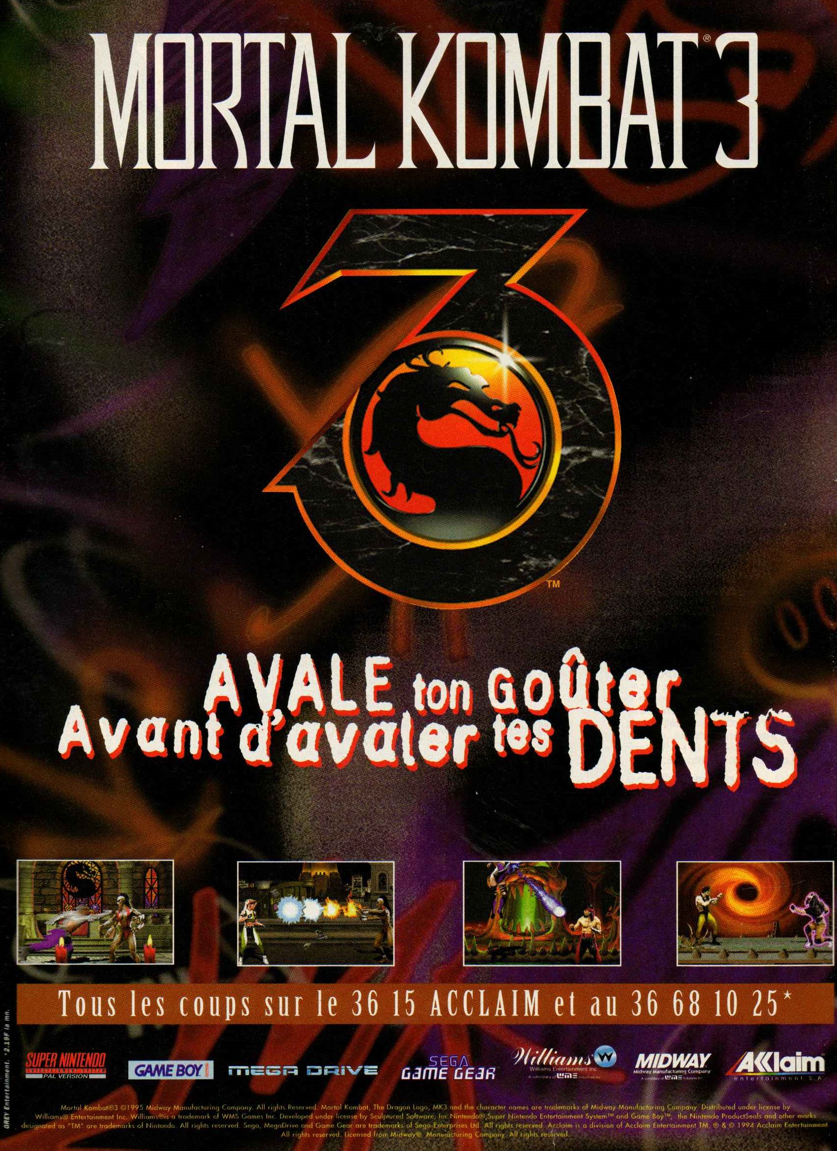 original ad 11-8” Fire Ants Mortal Kombat 3 Midway ARCADE VIDEO GAME FLYER