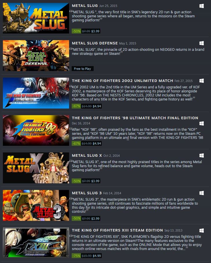 SNK PLAYMORE:KOF Series' 3 Masterpiece Titles Available on STEAM at a Very  Advantageous Price!